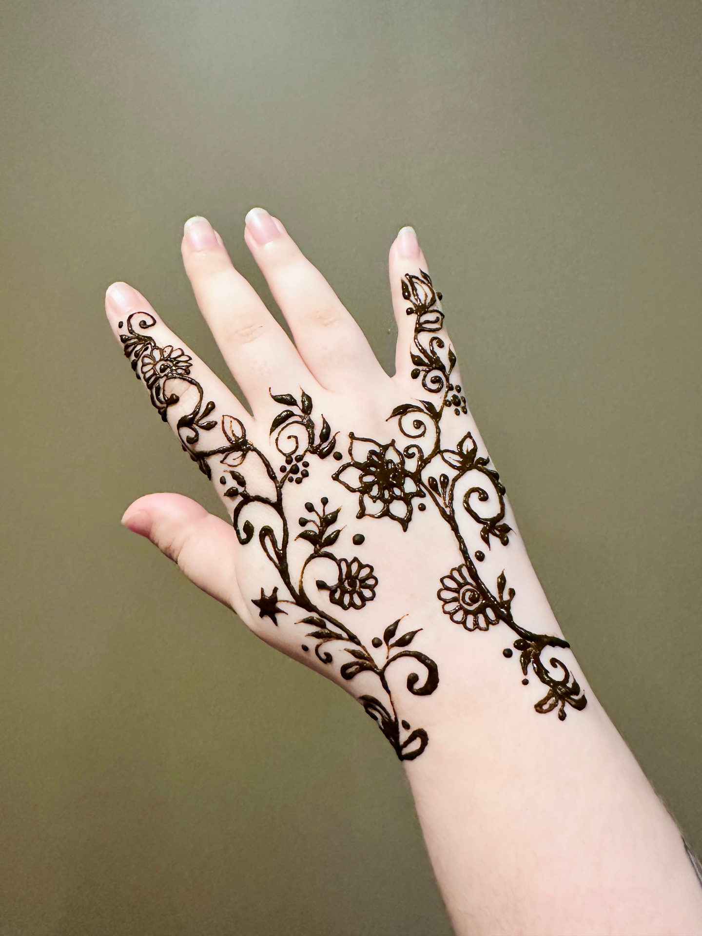 Delicate floral hand henna design